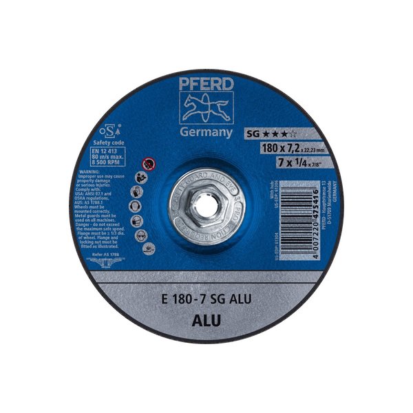 Pferd 7" x 1/4 Grinding Wheel, 5/8-11 Thd. - SG ALU - Type 27 61306